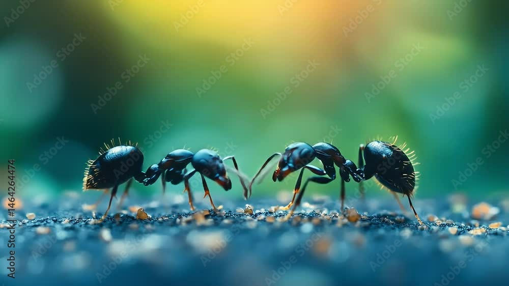 Ants communicating on rock surface Ants communicating on rock surface