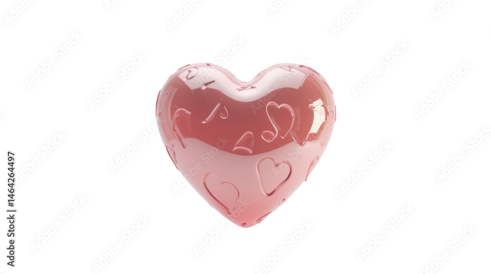 A Glossy Mirror-Like Heart Suspended in a Pure White Void, Reflecting an Endless Loop A Glossy Mirror-Like Heart Suspended in a Pure White Void, Reflecting an Endless Loop