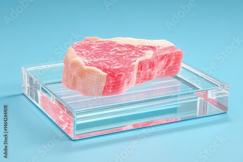 Obraz na płótnie High-tech Plate Displaying a Pixelated Steak Visual Enhances Culinary Innovation and Presentation in the Modern Dining Experience w salonie