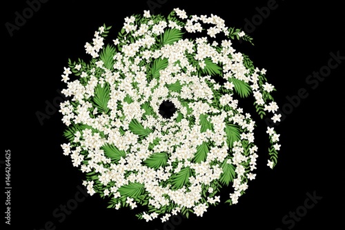 Obraz na płótnie Hurricane Symbol Formed With Leaves and Flowers Creates a Striking Contrast on a Dark Background, Showcasing Nature's Artistry and Resilience w salonie