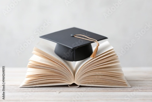 Obraz na płótnie Open Book With Graduation Cap Symbolizes Educational Achievement and Success in a Learning Environment w salonie