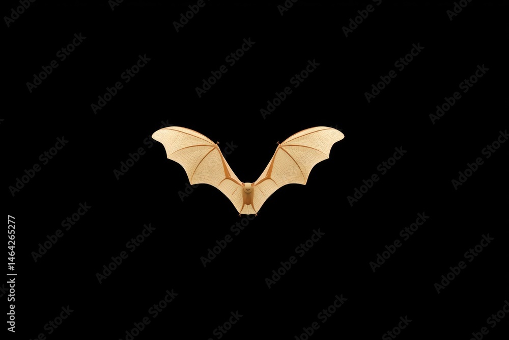 Elegant Minimalist Bat Wings Crafted in Gold Hovering Against a Deep Black Backdrop, Showcasing Intricate Design and Craftsmanship
