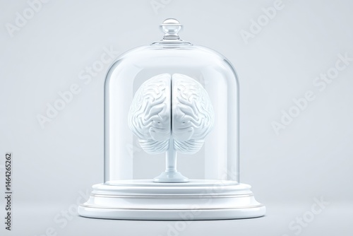 Obraz na płótnie Minimalistic Glass Dome Covers a Glowing Brain Designed to Symbolize Knowledge and Intelligence in a Modern Setting w salonie