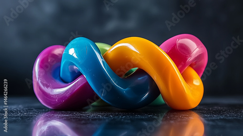 A colorful rubber chew toy for dogs