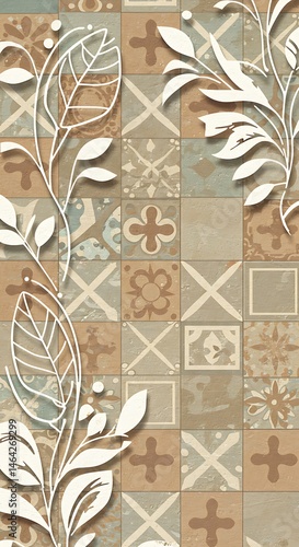 Earthen Elegance: Floral Tilework