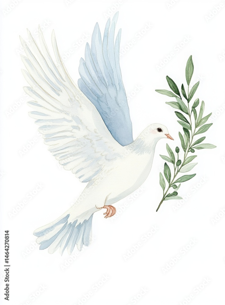 Obraz premium a dove with open wings holding an olive branch in its beak, international day of living together in peace, peace day pastel vector clip art