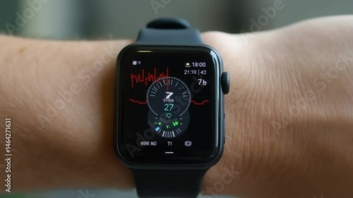 Smartwatch Displaying Heart Rate During Exercise