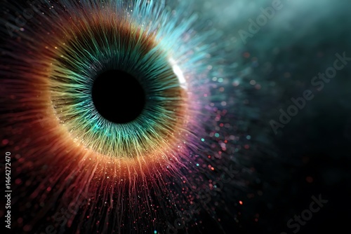 Vibrant Iris Closeup Abstract Art Eye Rainbow Hues Sparkle