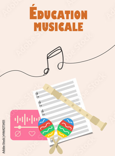Matière scolaire éducation musicale musique rentrée scolaire flute