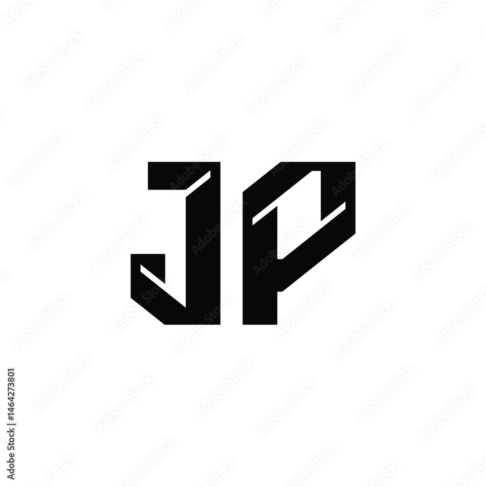Fototapeta premium JP monogram logo design letter text name symbol monochrome logotype alphabet character simple logo