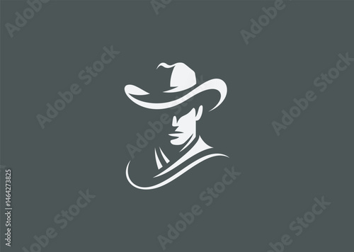 Simple cowboy silhouette logo for western, ranch, or vintage theme.