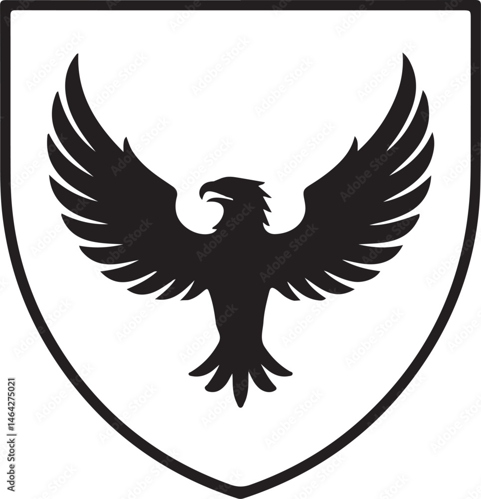 Fototapeta premium Eagle shield silhouette vector logo illustration
