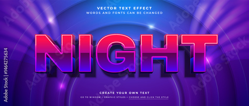 Glowing night party text effect on a dark, radiant background