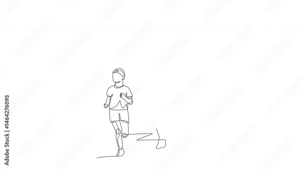 Animated father and son jogging. Dad and kid excercise concept one-line drawing Animated father and son jogging. Dad and kid excercise concept one-line drawing