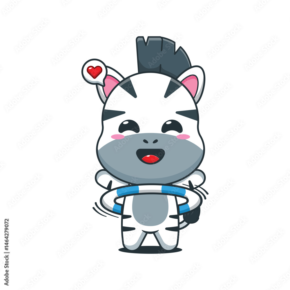 Cute zebra cartoon vector illustration playing hula hoop Cute zebra cartoon vector illustration playing hula hoop