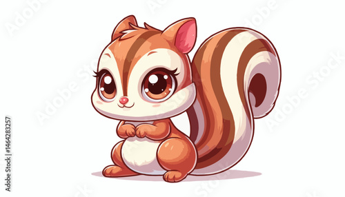 A funny cartoon Xerus , a happy mammal illustration, smiles like a cute piggy character