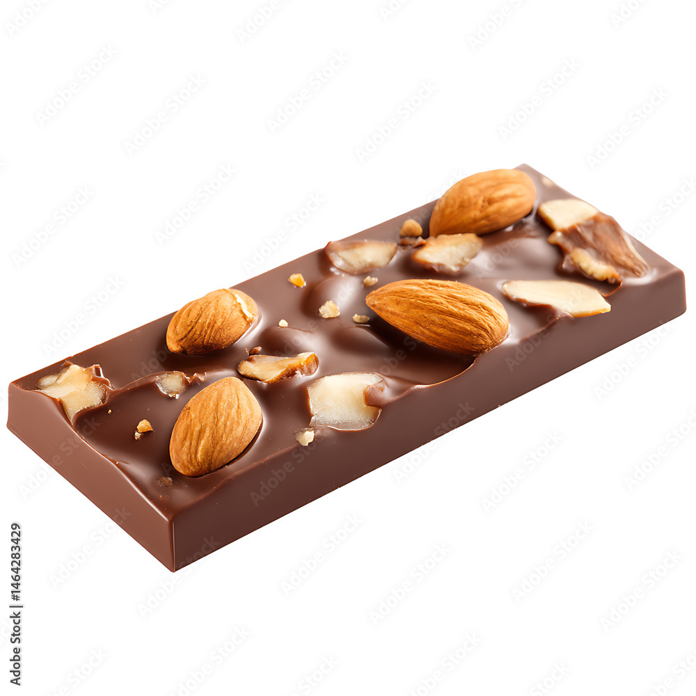 Close-up shot of delicious chocolate bar with almonds