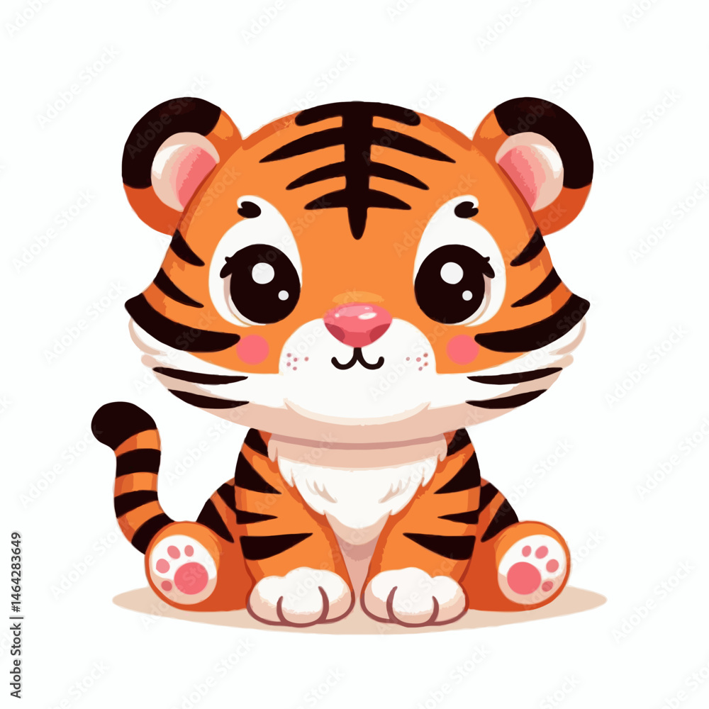 Fototapeta premium Cute cartoon tiger cub vector illustration