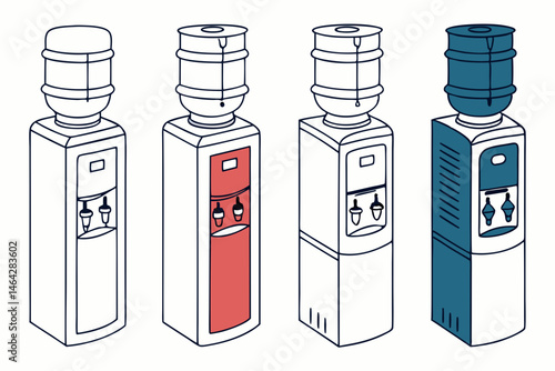 set of Water Cooler silhouette vector illustration