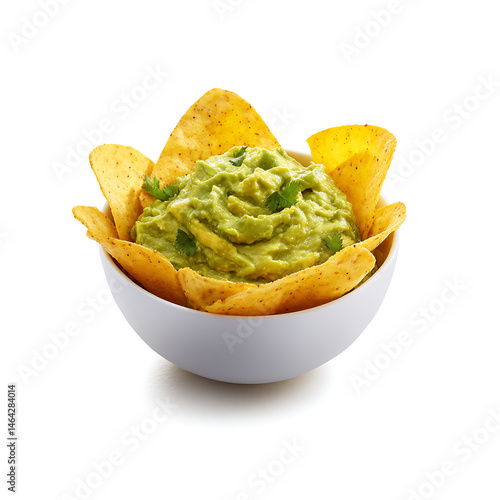 Obraz na płótnie Freshly prepared guacamole with tortilla chips w salonie