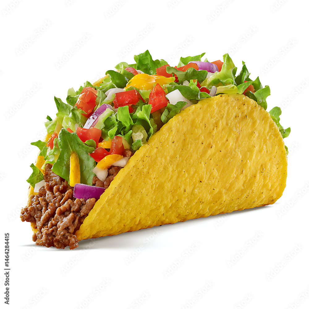 Delicious and colorful taco with beef and vegetables