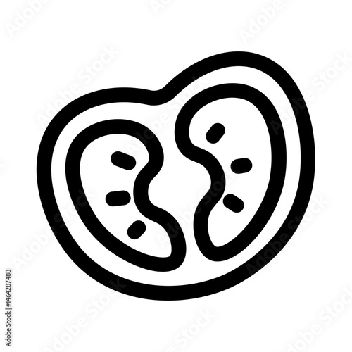 half a tomato icon with line style, perfect for user interface projects