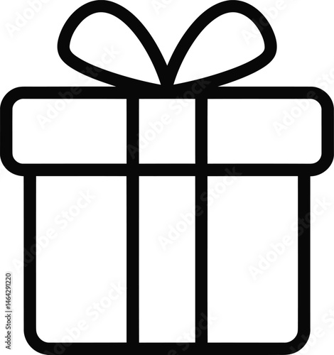 Simple Present Box: A minimalist illustration of a gift, a box adorned with a neat ribbon, conveying a sense of anticipation and delight for events and occasions.