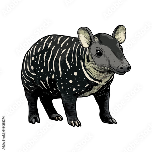 malayan tapir, animal, vector, transparent background, mammal, wildlife, zoo, large, big, nature, cute, isolated