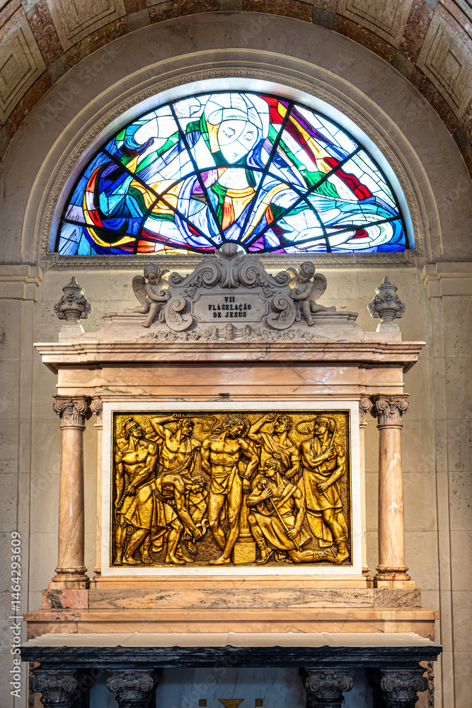 Interior of Sanctuary of Fatima, Portugal. Basilica of Our Lady of the Rosary, Basilica de Nossa Senhora do Rosario