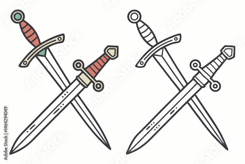 Two Crossed Swords silhouette vector illustration