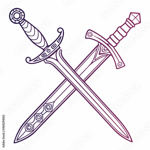 Two Crossed Swords silhouette vector illustration
