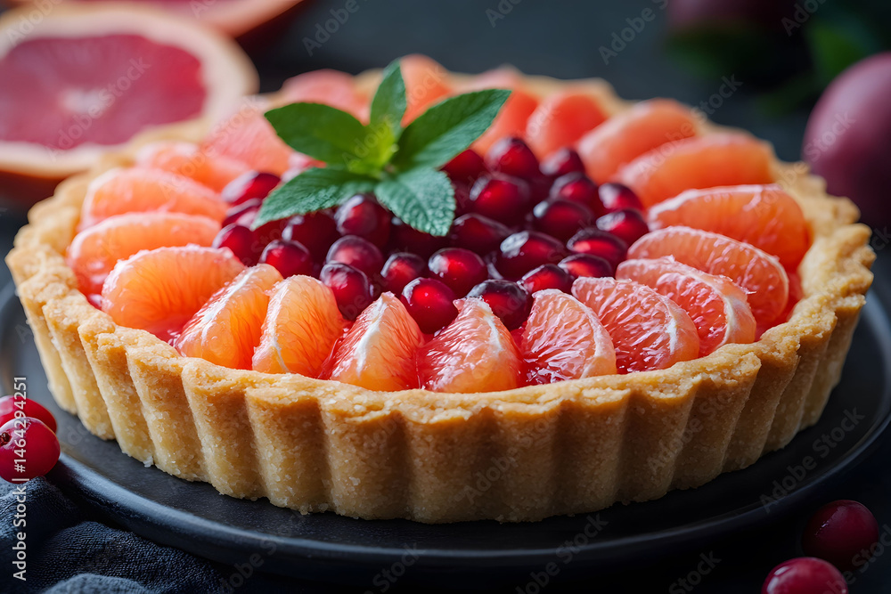 Citrus and Pomegranate Tart with Mint - Dessert for Blissful Holiday Gatherings