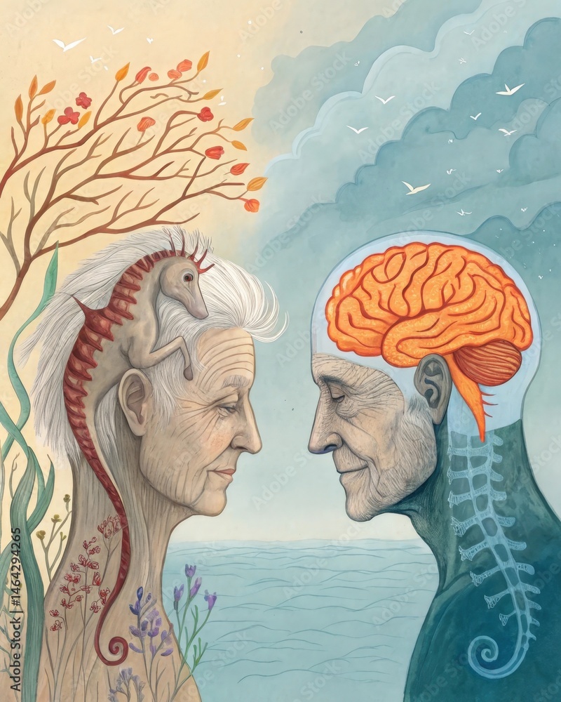 A sidebyside illustration comparing the hippocampus of a healthy brain with that of an aging brain showcasing physical changes and their association with memory decline.