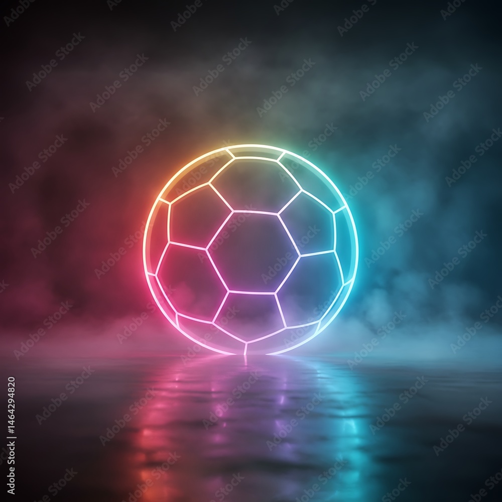 Fototapeta premium Neon Glow: Hexagon Sphere