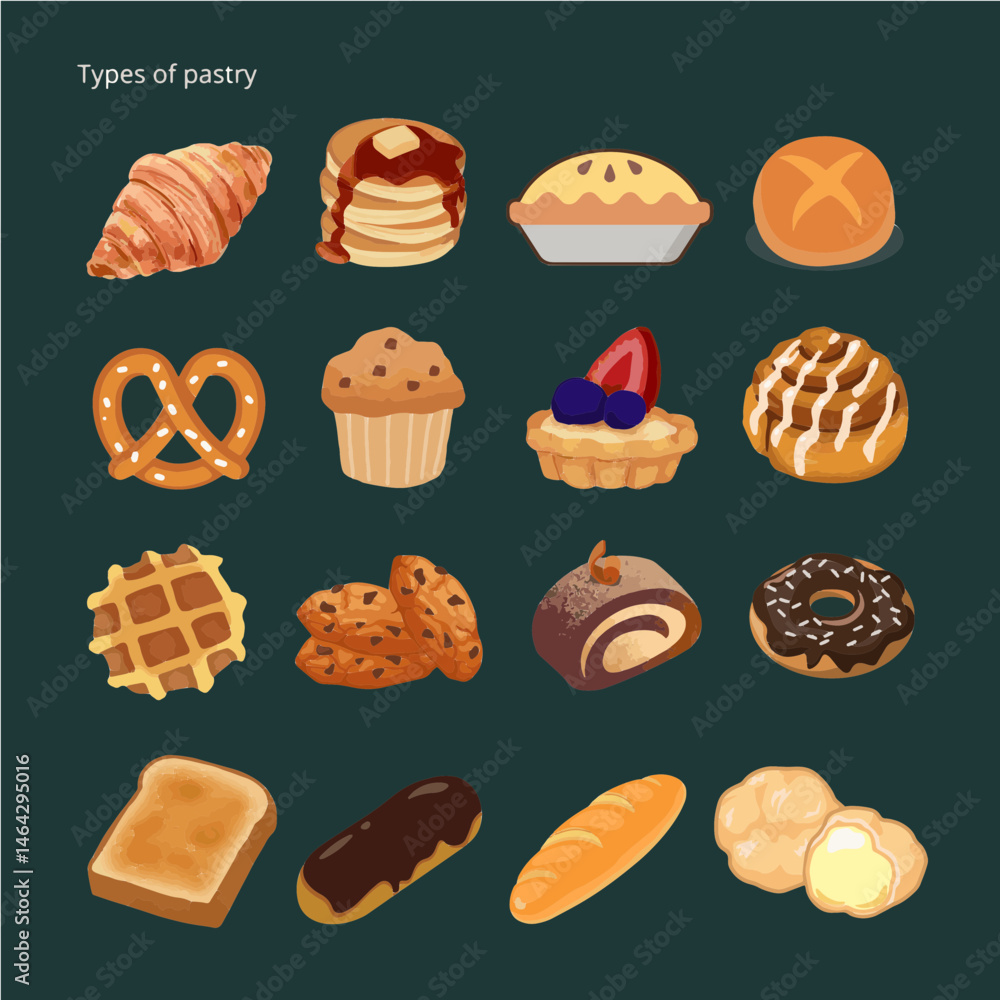Sticker design with a pastry theme and the theme of chocolate-colored breads, cafe-style pastry Sticker design with a pastry theme and the theme of chocolate-colored breads, cafe-style pastry