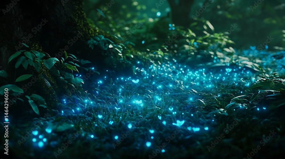 Obraz premium Glowing forest floor organisms