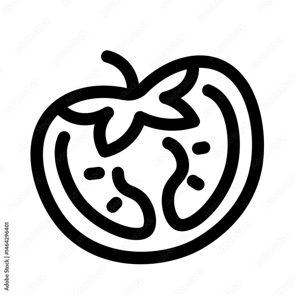 tomato shape icon with line style, perfect for user interface projects