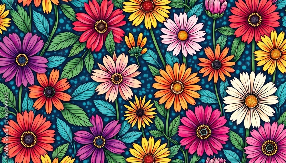 Intricate line art floral design, endless repeat, botanical pattern, flower pattern, repeat Intricate line art floral design, endless repeat, botanical pattern, flower pattern, repeat