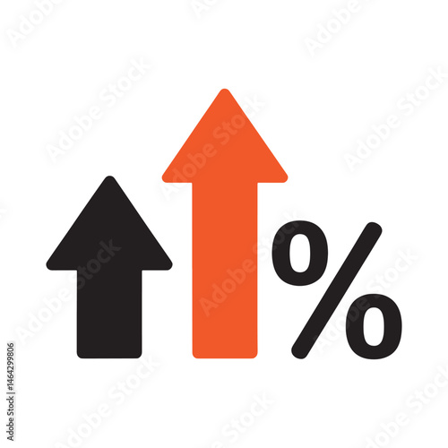 Growth and Percentage Increase Icon vector