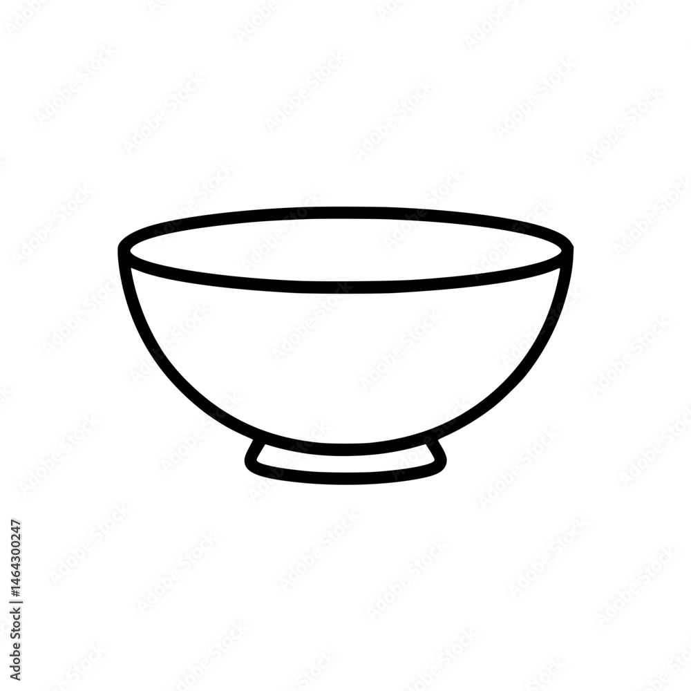 Minimalist outline shape of an empty round bowl in black Minimalist outline shape of an empty round bowl in black