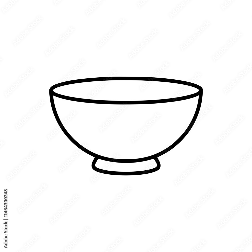 Minimalist outline shape of an empty round bowl in black Minimalist outline shape of an empty round bowl in black