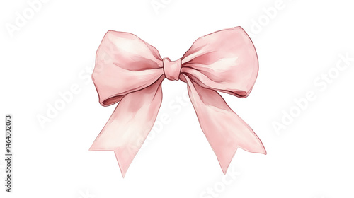 Watercolor pink bow on a neutral light background