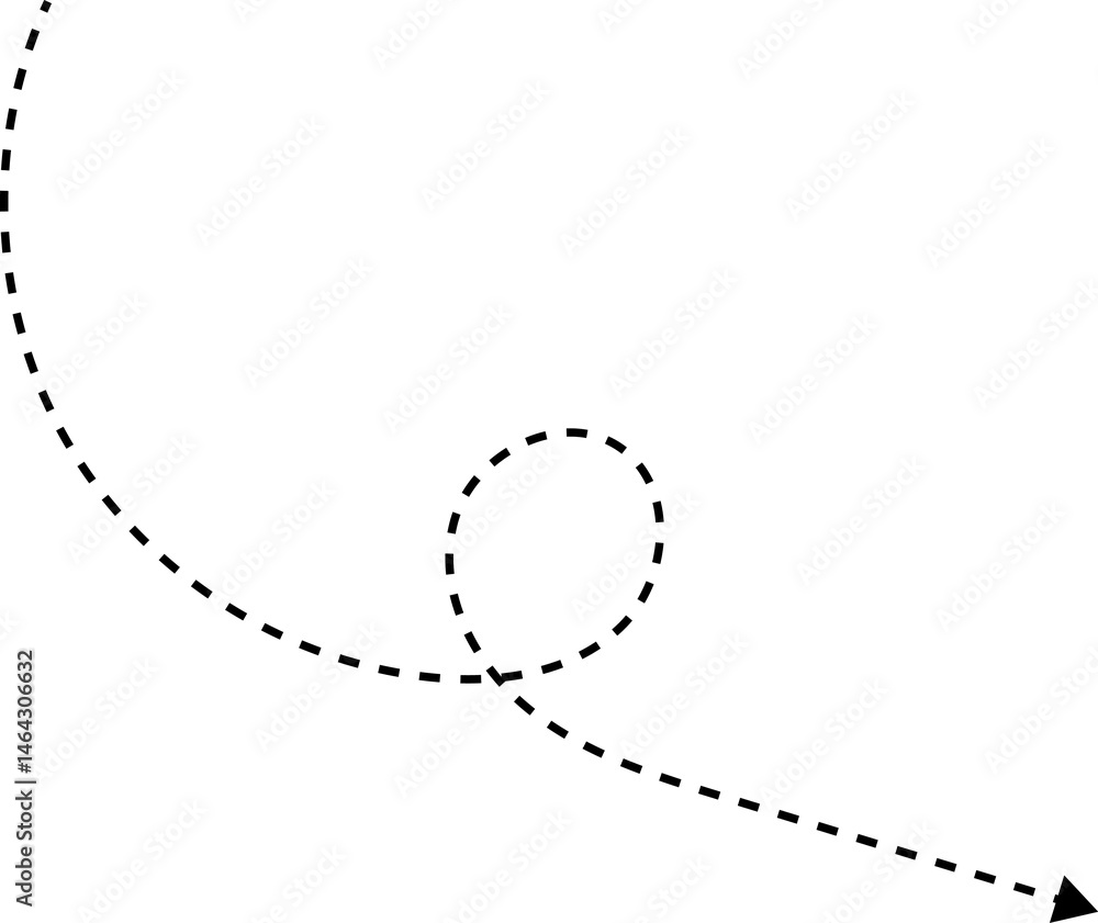 Hand drawn dotted arrows set. Hand drawn freehand different curved lines, swirls arrows. Curved arrow line. Doodle, sketch style. Hand drawn dotted arrows set. Hand drawn freehand different curved lines, swirls arrows. Curved arrow line. Doodle, sketch style.