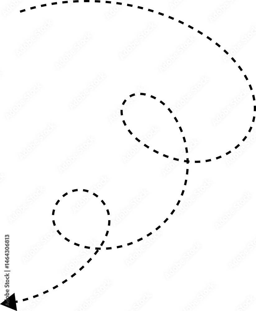 Hand drawn dotted arrows set. Hand drawn freehand different curved lines, swirls arrows. Curved arrow line. Doodle, sketch style. Hand drawn dotted arrows set. Hand drawn freehand different curved lines, swirls arrows. Curved arrow line. Doodle, sketch style.