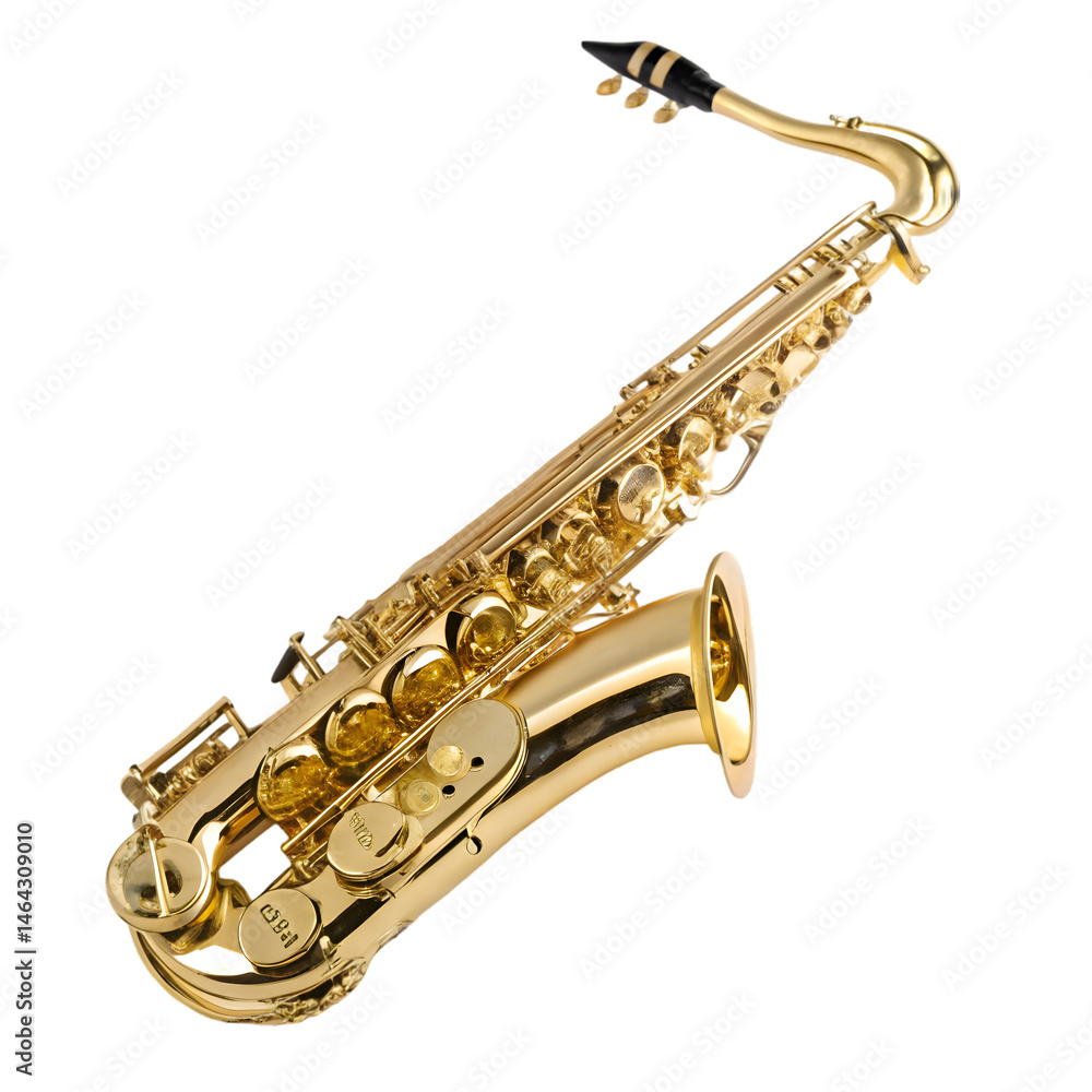 Naklejka premium Beautiful golden saxophone on white background