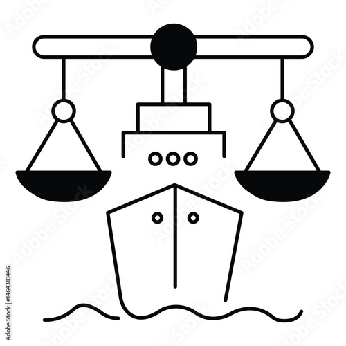 Maritime Law vector Icon design Depicting Admiralty Legal Proceedings