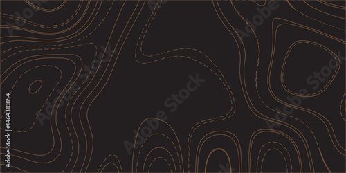 "Create a seamless dark topographic background with fine, contour-style elevation lines in a warm copper or bronze hue. The pattern should feature organic, flowing curves and concentric shapes, evokin
