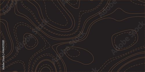 "Create a seamless dark topographic background with fine, contour-style elevation lines in a warm copper or bronze hue. The pattern should feature organic, flowing curves and concentric shapes, evokin