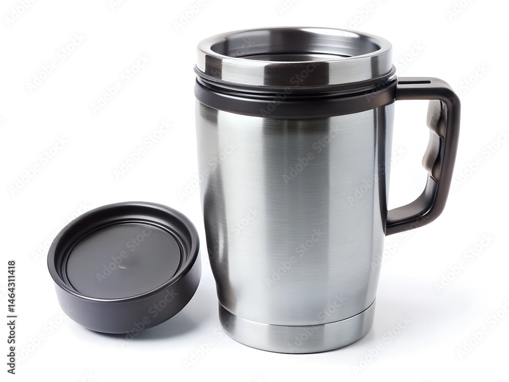 Aluminum thermos mug isolated on white background. Aluminum thermos mug isolated on white background.