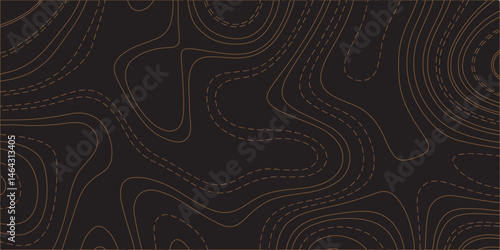 "Create a seamless dark topographic background with fine, contour-style elevation lines in a warm copper or bronze hue. The pattern should feature organic, flowing curves and concentric shapes, evokin